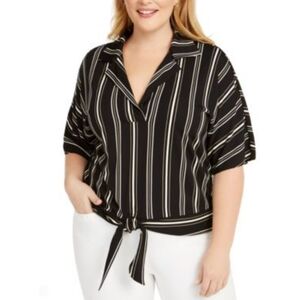 Alfani Striped Tie-Front‎ Blouse Women’s Size XL